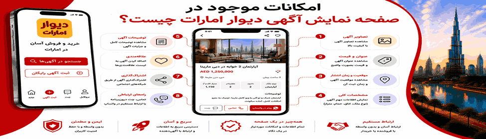 امکانات موجود در صفحه نمایش آگهی دیوار امارات چیست؟
